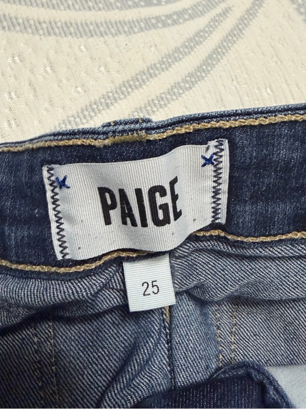 PAIGE Blue Denim Jeans with Contrast Stitching